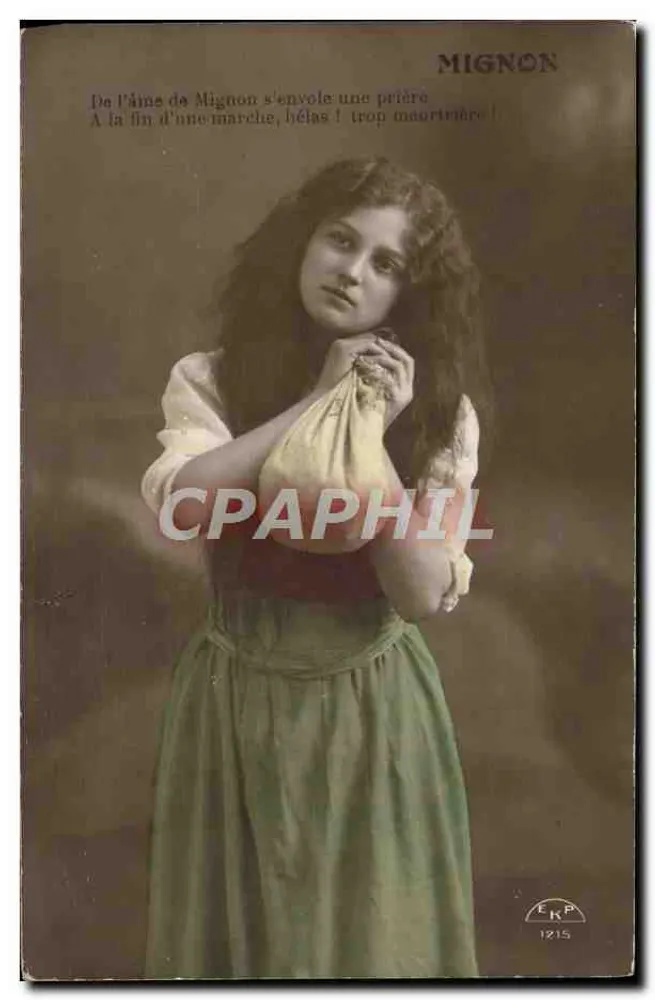 Jeune femme en robe verte — Mignon — Éditeur EKP, n° 1215 - Recto
