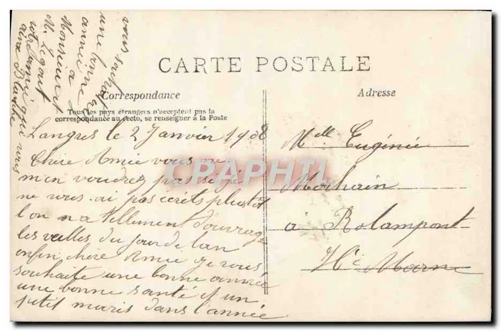 Couple en tenue de soirée — scène de vœux de Noël — éditeur anonyme, n° 6663 - Verso