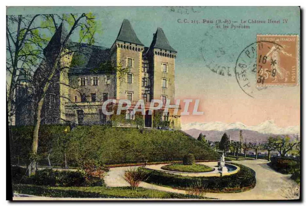 Pau (B.-Pyr.) — Schloss Henri IV und die Pyrenäen — Verlag Carraches - Vorderseite