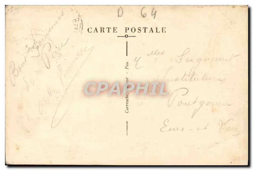 Pau (B.-Pyr.) — Schloss Henri IV und die Pyrenäen — Verlag Carraches - Rückseite