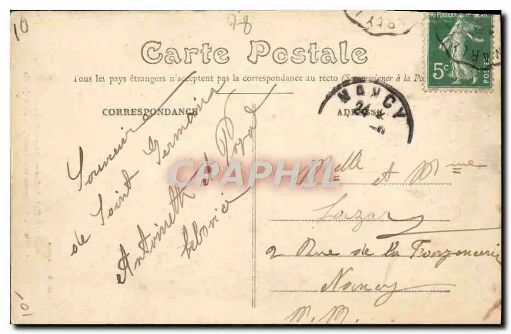 Saint-Germain-en-Laye — Der Parterre, "Liebe und Wahnsinn", von Darbefeulle — Verlag L'Abbelle, Nr. 13 - Rückseite