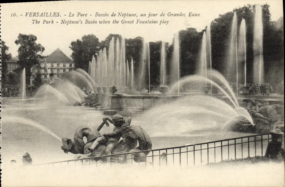 Versailles - Le Parc - Bassin de Neptune, ein Tag der großen Fontänen — M. Moreau Édit, Versailles, n°16 - Vorderseite