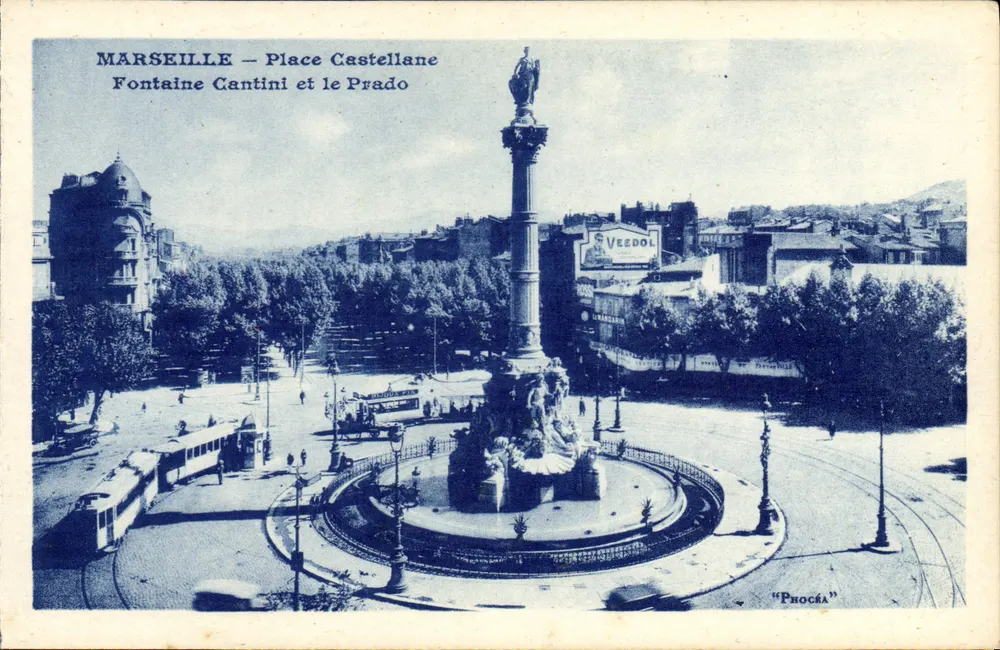 Marseille — Place Castellane — Fontäne Cantini und der Prado — Phocá - Vorderseite