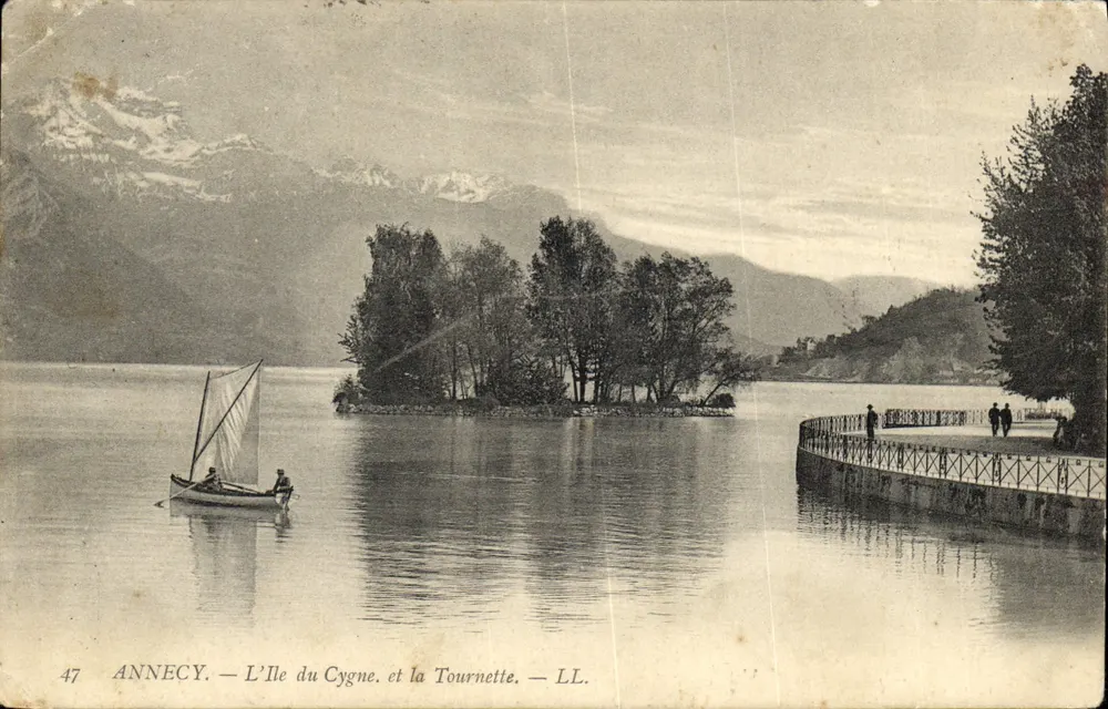 Annecy — Ansicht der Insel des Schwanen und der Tournette — LL. N°47 - Vorderseite