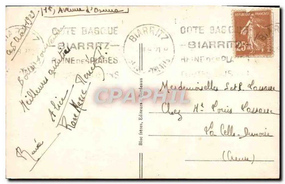 Biarritz (Costa Basca) — A Ponta do Farol — BR. — Editor Bioc frères, Bordeaux — N° 29 - Verso