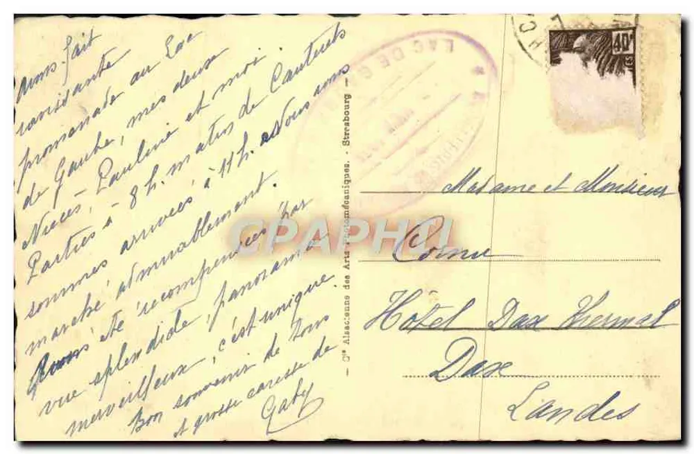 Cauterets - O Lago de Gaube — editor C. D. L. n°70 - Verso