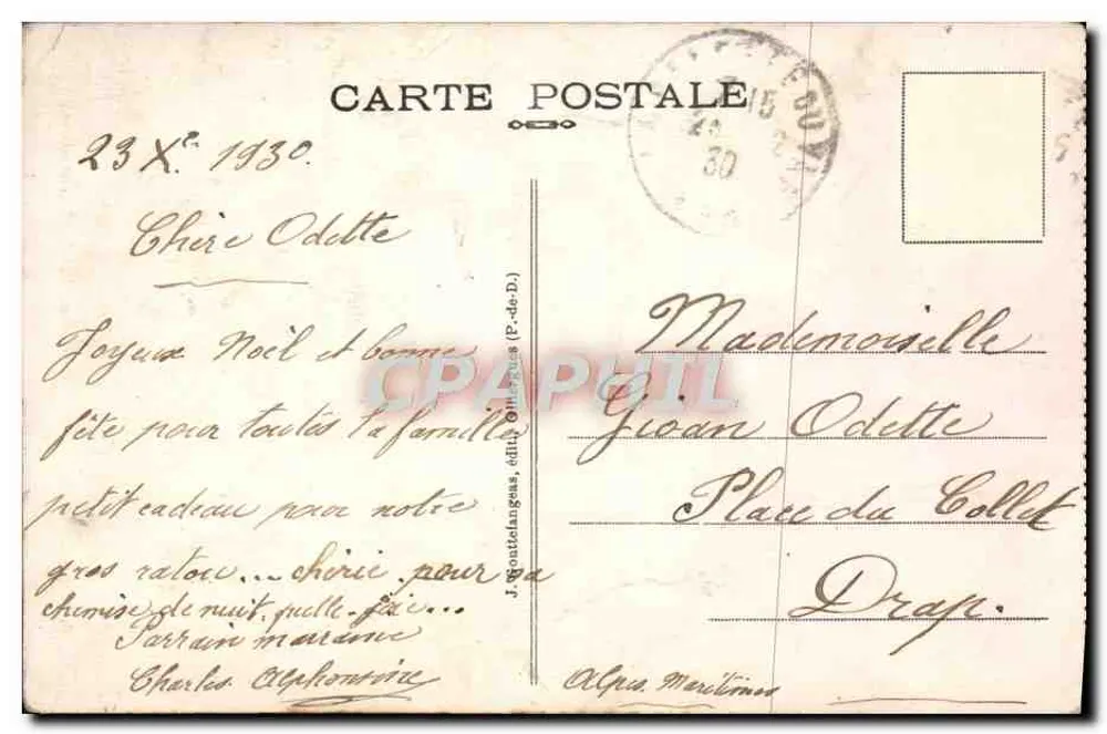 Gruta das Lavadeiras — Royat — G. D'O. - 1158 - Verso