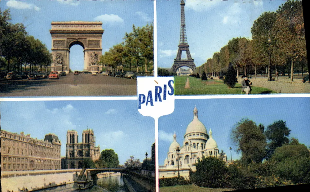 Paris — Arc de Triomphe, Eiffelturm, Notre-Dame, Sacré-Cœur — Véachrome - Vorderseite