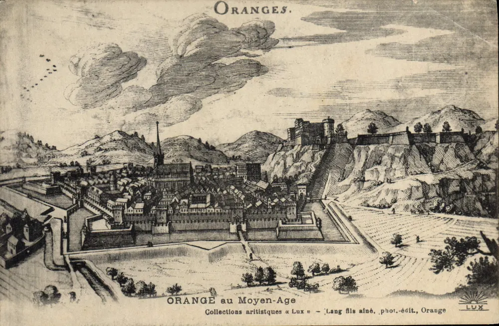 Orange — Vue d'Orange au Moyen Âge — Lang fils aîné, phot.-édit., Orange - Frente