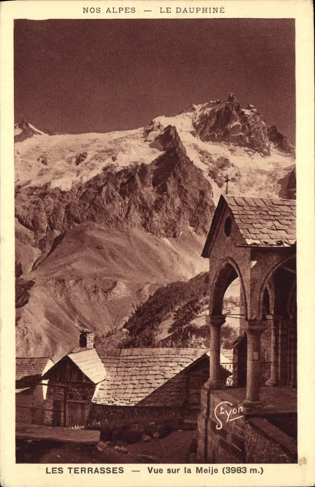 Die Terrassen — Ansicht der Meije (3983 m.) — Verlag R. Girard, Grenoble - Vorderseite
