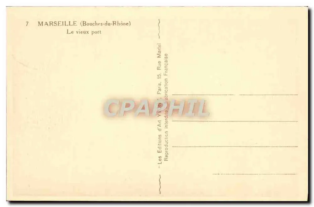 Marseille (Bouches-du-Rhône) — Le vieux port — Les Éditions d'Art, Paris - Verso