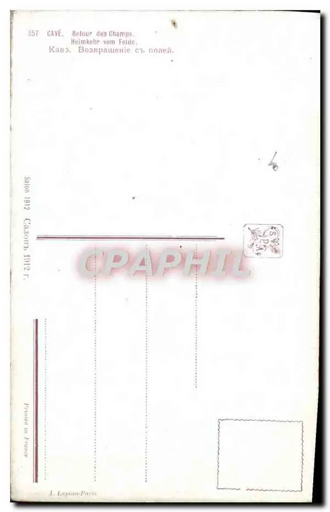 Mulher com capuz — Retorno dos Campos — J. Lapinon-Paris, n° 557 - Verso
