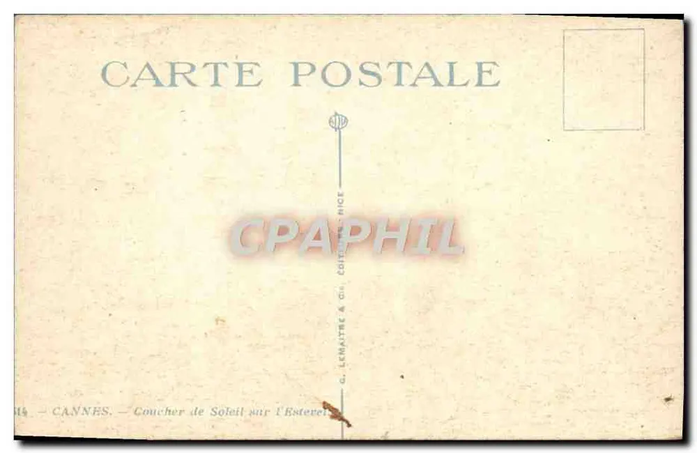 Cannes — Pôr do Sol sobre o Estérel — G. Lenaître & Cie, Cannes - Verso