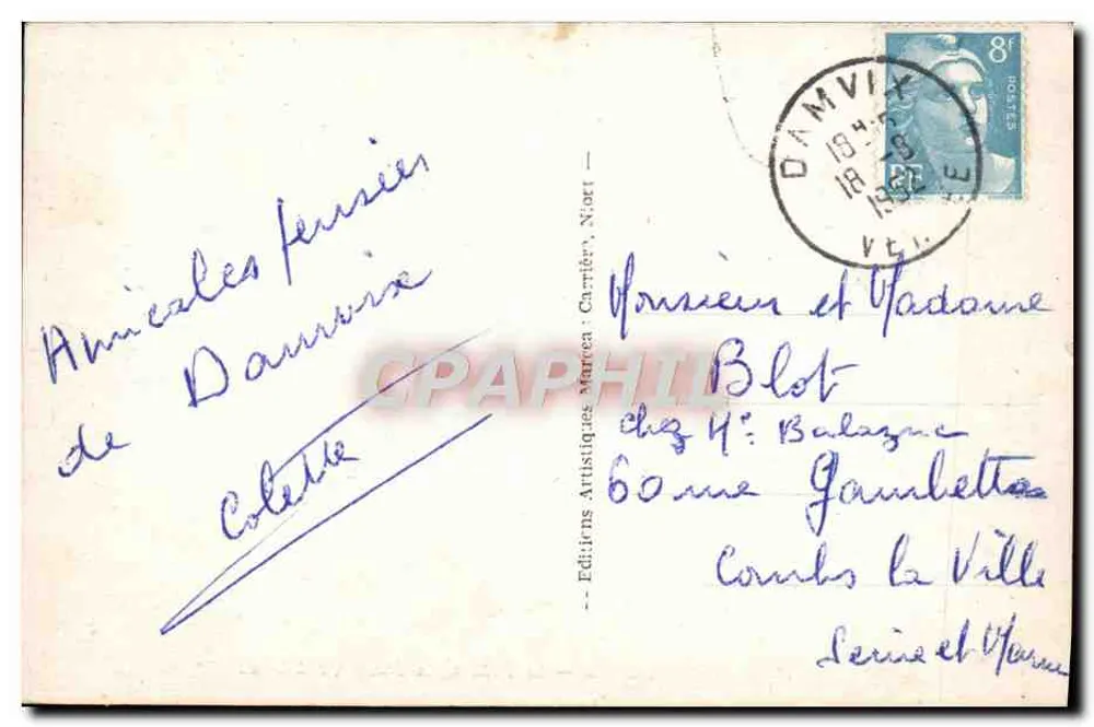 Der Poitevinische Sumpf — Die Brücke und die Fußgängerbrücke von Irleau — Éditions Artisques Marca : Carrié, Niort, n°94 - Rückseite