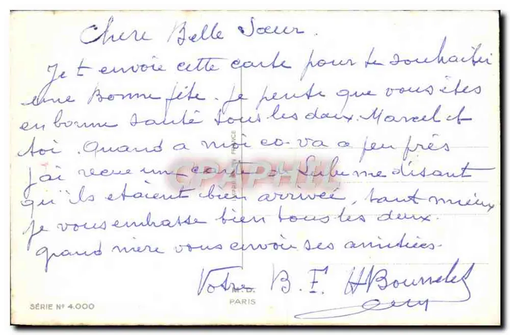 Bouquet of peonies and mimosa — Happy Birthday — Series No. 4.000, Paris - Back