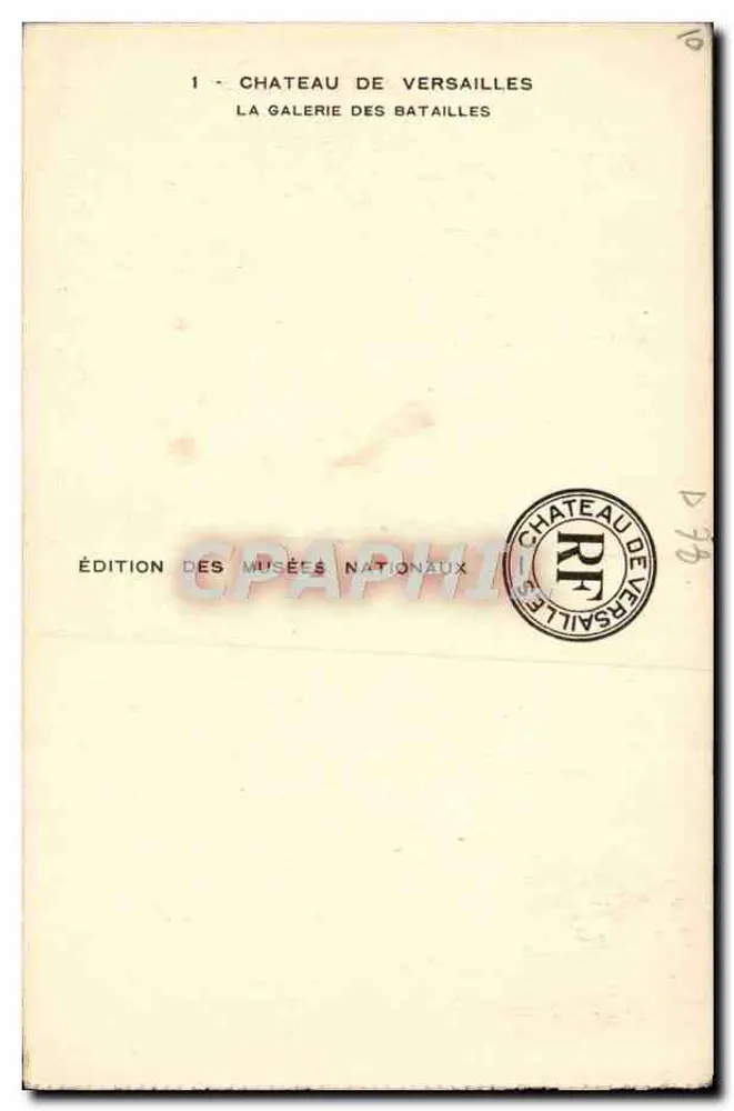 Schloss Versailles — Galerie der Schlachten — Edition des Musées Nationaux - Rückseite