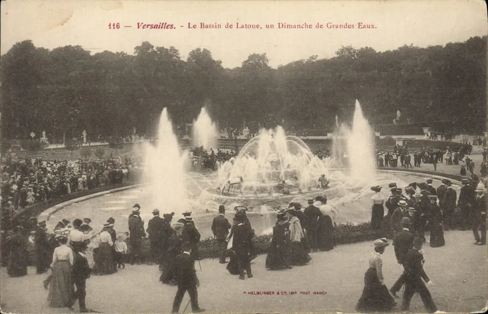 Versailles — Der Bassin de Latone, ein Sonntag der Grand Water — Helmlinger & Cie, Imp. Phot. Nancy, n° 416 - Vorderseite