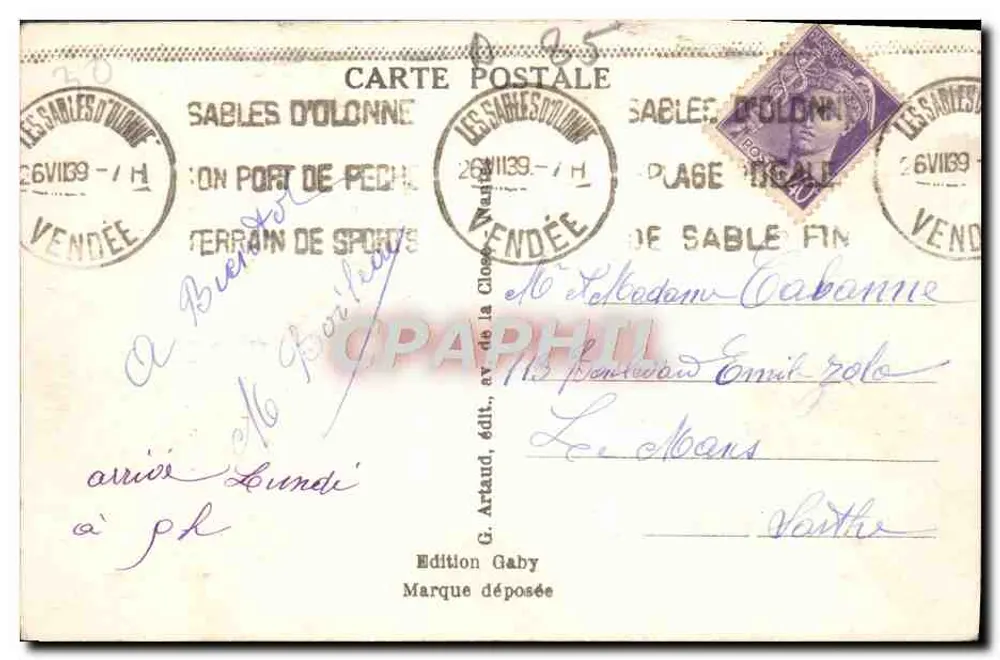 LES SABLES-D'OLONNE (Vendée) — Der Damm und die Strandpromenade — Édition Gaby - Rückseite