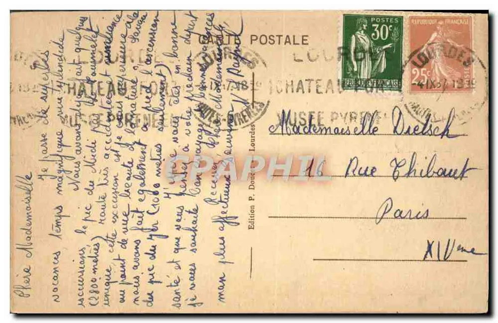 Biarritz - A Praia — P.D. — Edição P. Dourès - Verso