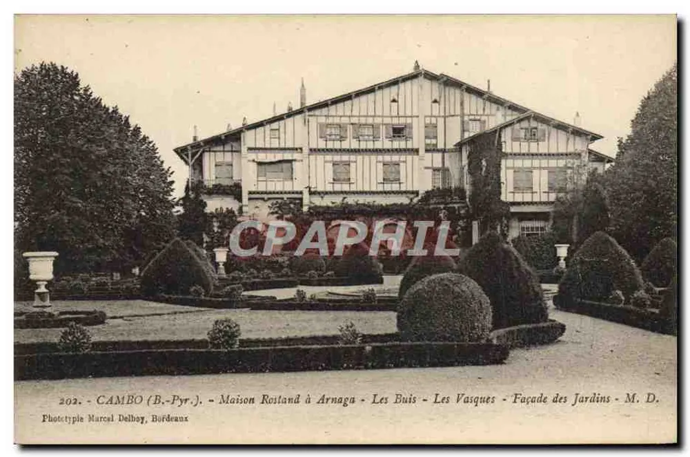 Cambo (B.-Pyr.J.) - Roistand-Haus in Arnagna - Die Buis - Die Vasques - Gartenfassade - Phototypie Marcel Delhaye, Burdeau - Vorderseite