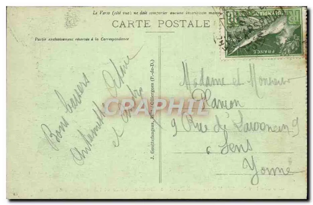 Le Mont-Dore - Die Großen Hotels und die Avenue de Clermont — Verlag G. d'O., Nr. 1460 - Rückseite
