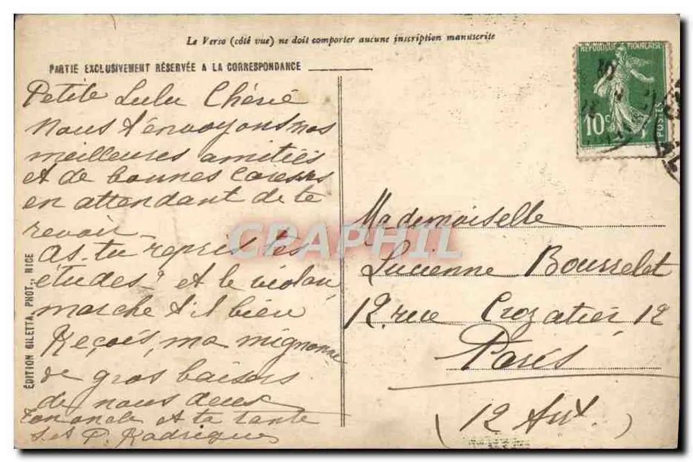 CANNES - As Garças na Praia — Edição Giletta, n° 462 - Verso