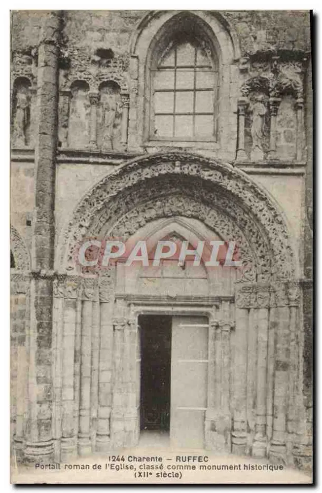 Ruffec — Romeinse ingang van de kerk uit de 12e eeuw — F. Braun, fot. edit. O. Royan (Char-Inf) - Voorkant