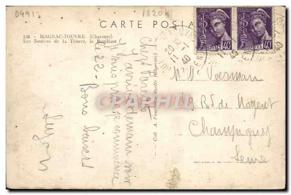 Die Quellen der Touvre — Magnac-Touvre (Charente) — unbekannter Verlag, n° 138 - Rückseite