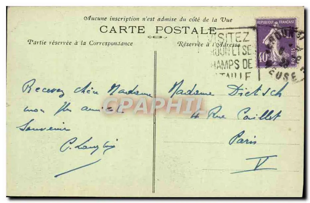 Denkmal der Kapelle Sainte-Fine — Grenze der deutschen Vorstöße während des Schlachtes von Verdun — Edition H. Verdon - Rückseite