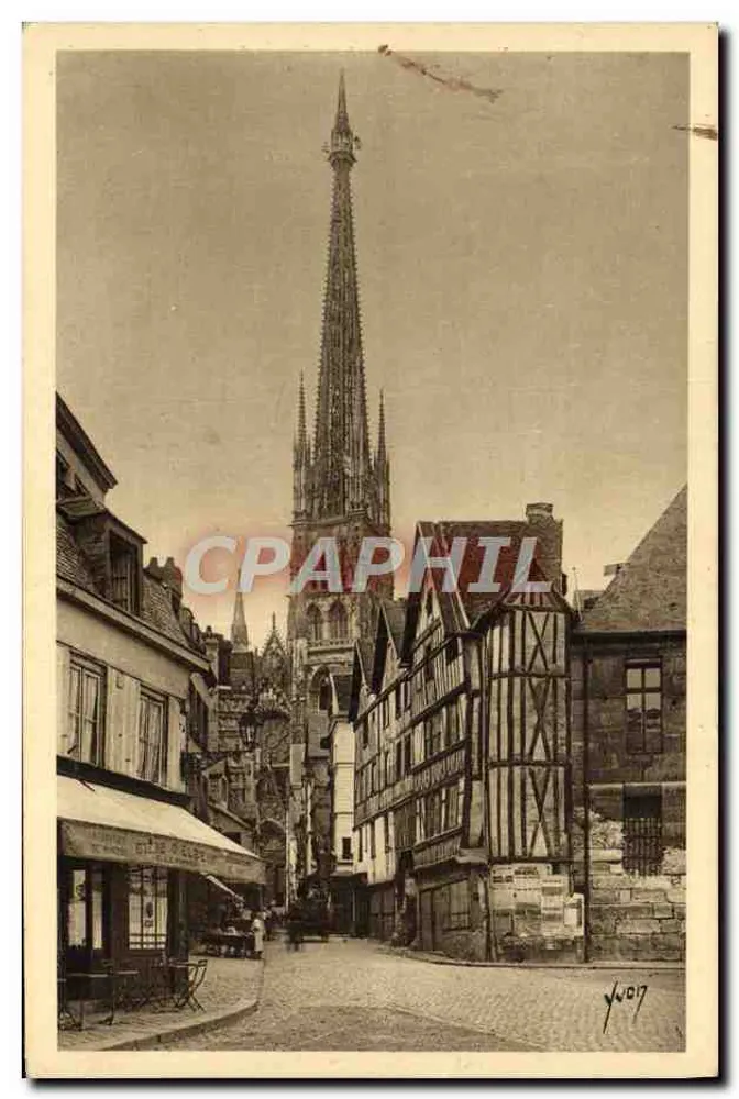 Rouen (Seine-Inférieure) — Alte Häuser und der Turm der Kathedrale — Les Éditions d'Art Lyon - Vorderseite