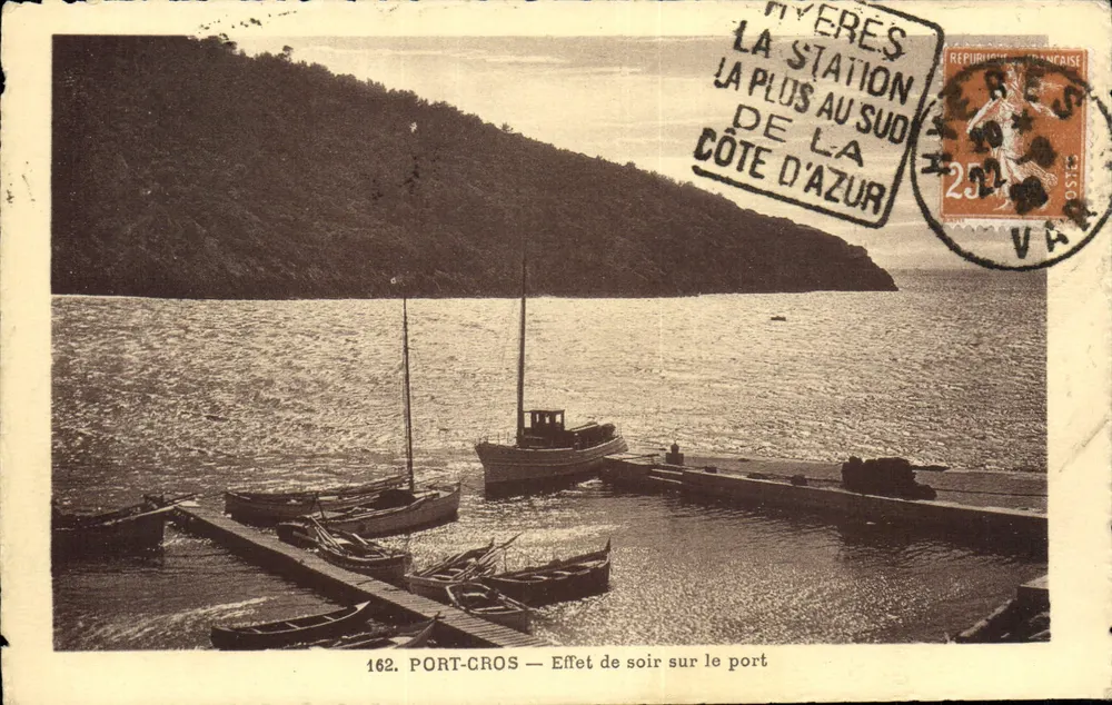 PORT-CROS — Abendstimmung am Hafen — Verlag HUE, Nr. 162 - Vorderseite