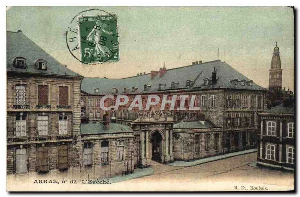 Arras — L'Exéché, n° 52 — éditeur B. D., Roubaix - Frente