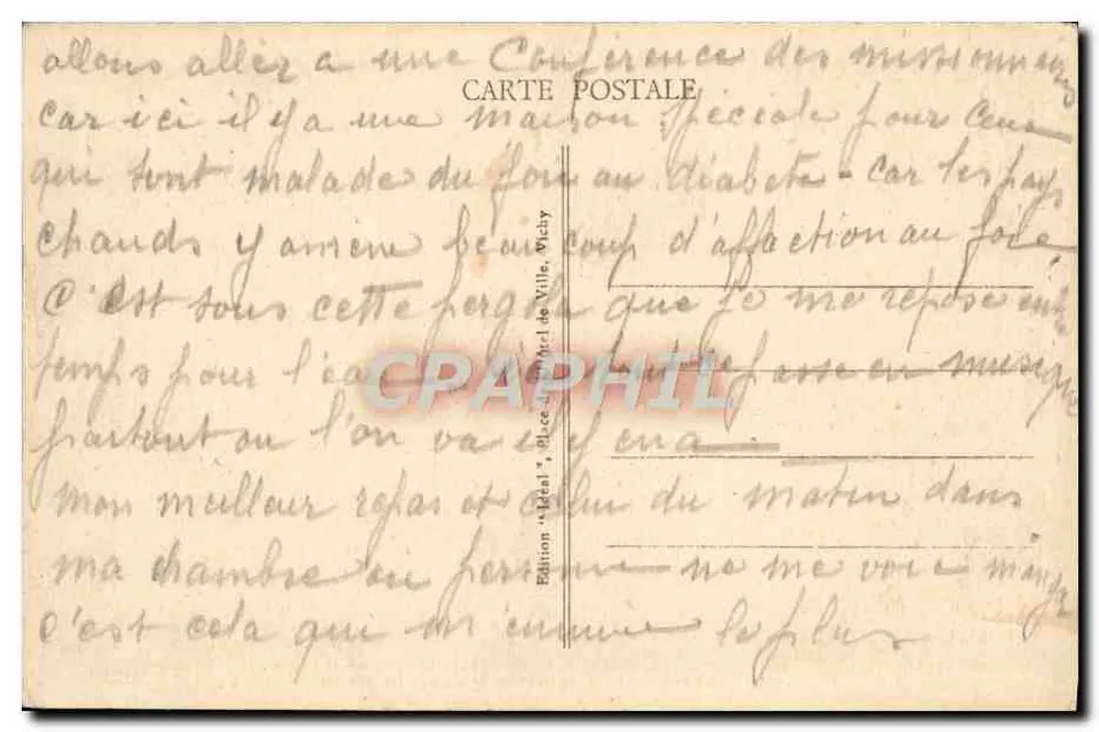 Vichy — La Pergola hacia el Palacio de las Fuentes — Ideal, n.º 345 - Reverso