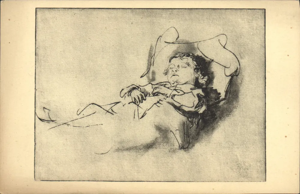 Criança dormindo — Exposição Rembrandt — s'Rijks Prentenkabinet, 1932 - Frente