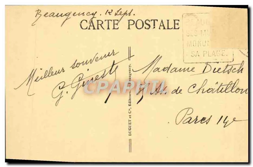 Beaugency — Vista Geral — G. Ginestet, editor - Verso