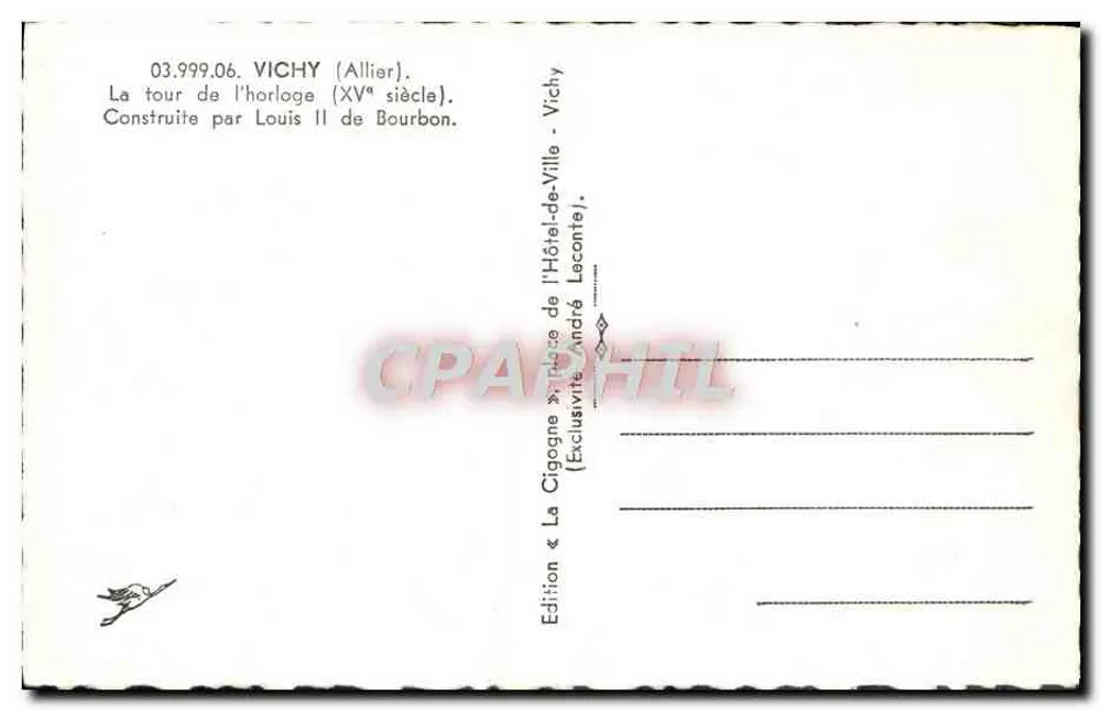 Klokken toren — Vichy (Allier) — Edities La Cigogne - Achterkant