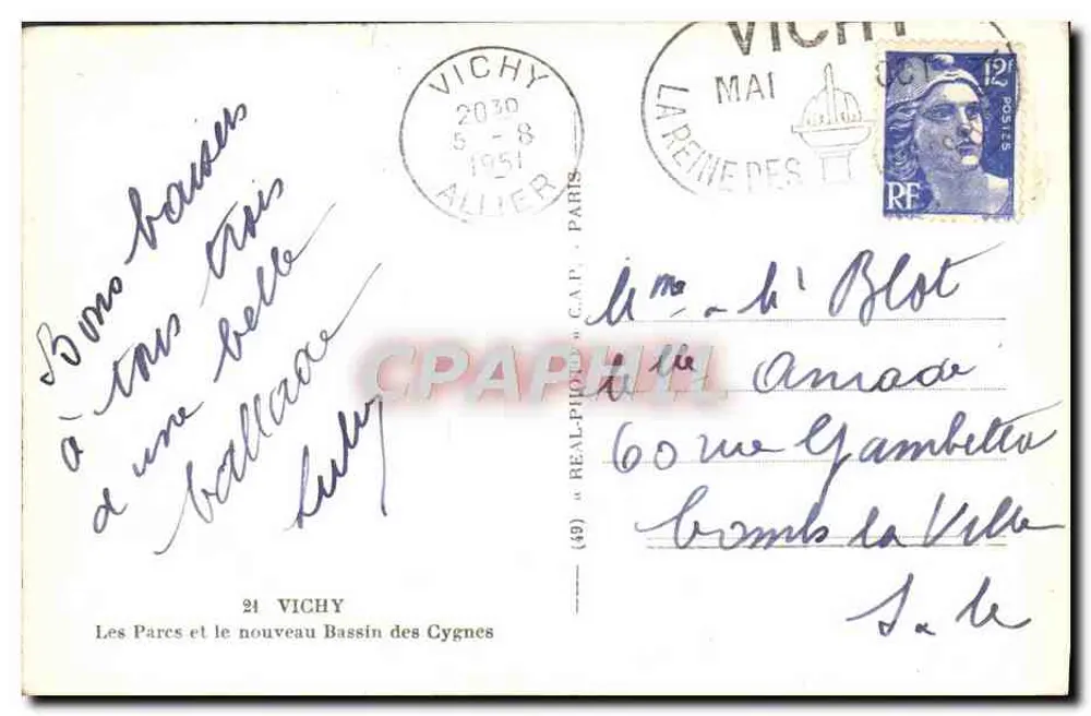 Die Parks und der neue Schwanenteich — Vichy — Verlag C.A.P. n° (49) - Rückseite