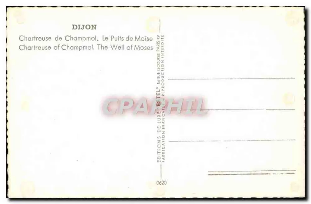 Chartreuse de Champmol — O Poço de Moisés — Éditions de Luxe VESTEL, Paris - Verso