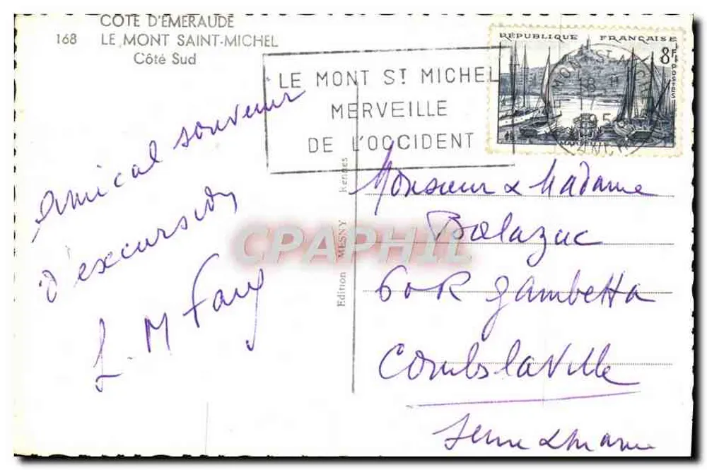 Monte Saint-Michel — Lado Sul — Edição Loïc, n°168 - Verso