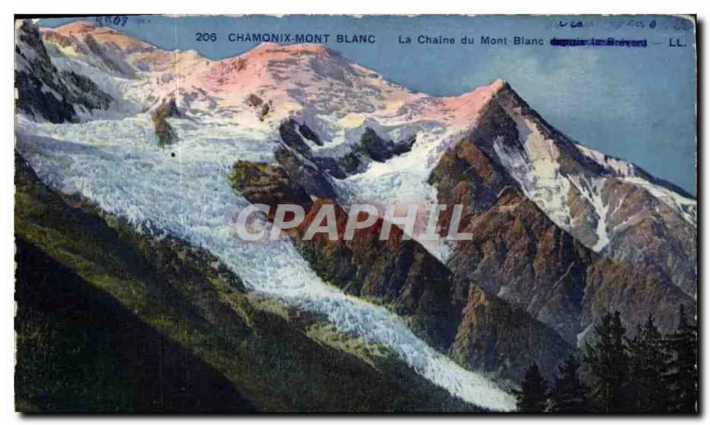 Chamonix-Mont Blanc — Ansicht der Mont-Blanc-Kette von Séverent — LL. n° 206 - Vorderseite