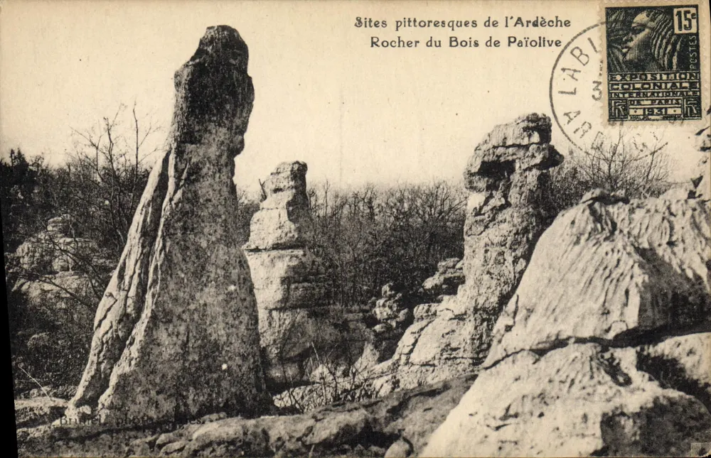 Rocher du Bois de Païolive — pittoreske Orte der Ardèche — Fotografen Brucel - Vorderseite