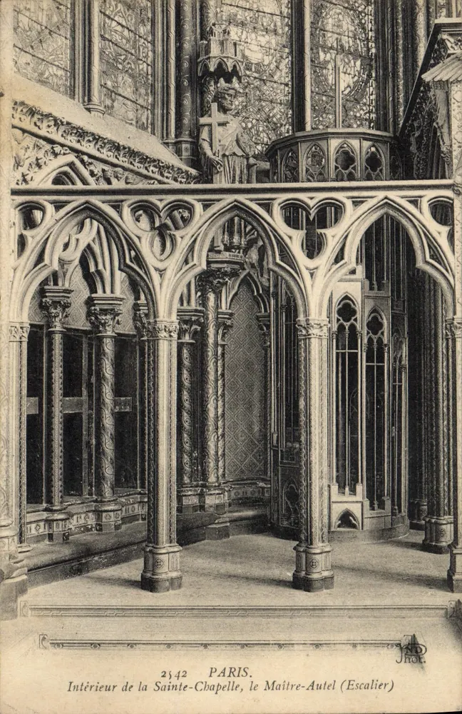 Innenansicht der Sainte-Chapelle, der Hauptaltar (Treppe) — Paris — J. H. & Cie, n° 2542 - Vorderseite