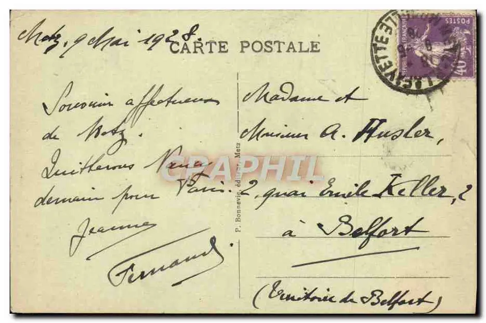 Metz - A Catedral — P. Bonnevie, editor, n°11 - Verso