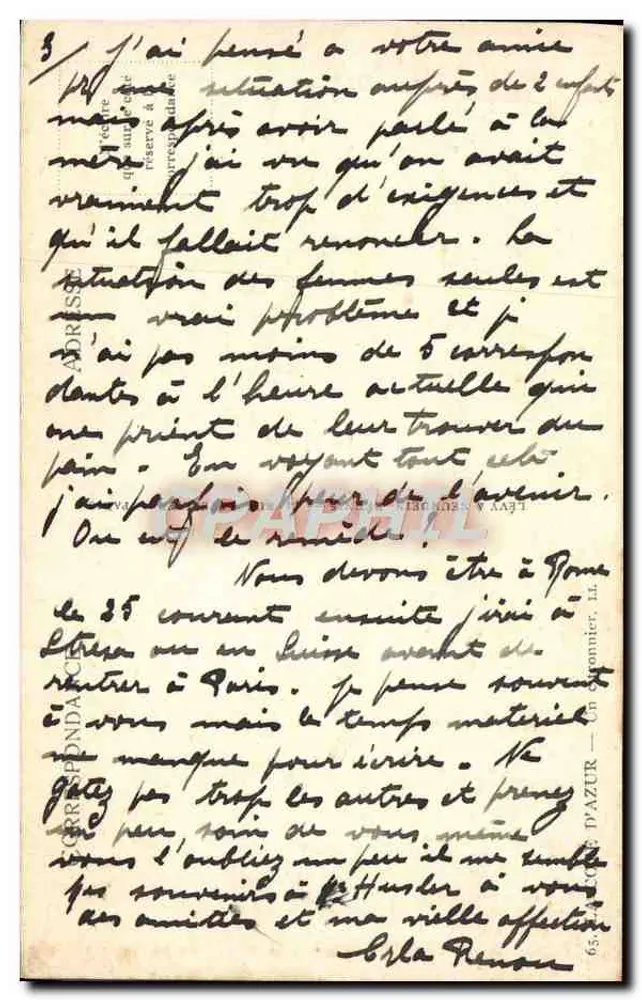 Arbre fruitier en fleurs — vue de jardin — éditeur Lévy d'Azur, n°65 - Verso