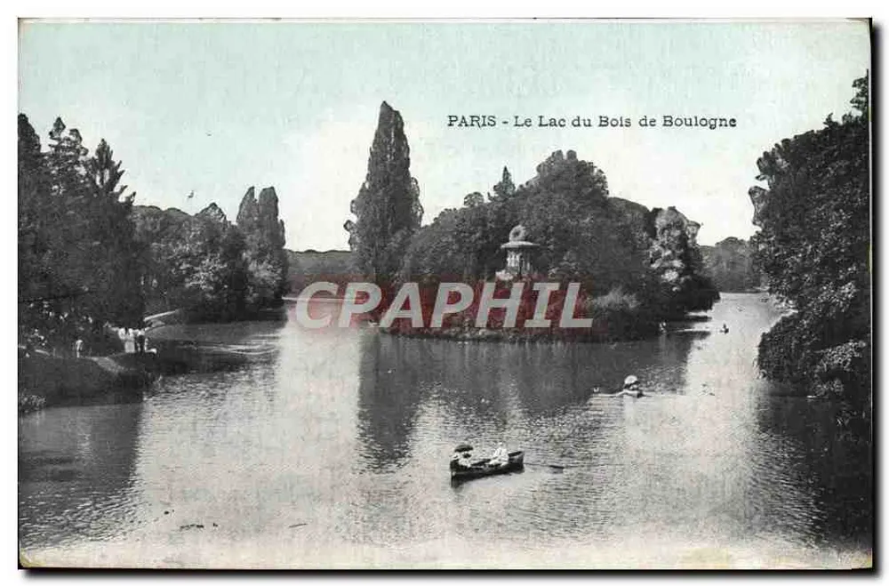PARIS - See des Bois de Boulogne — Ansicht des Sees mit Boot und Steg - Vorderseite