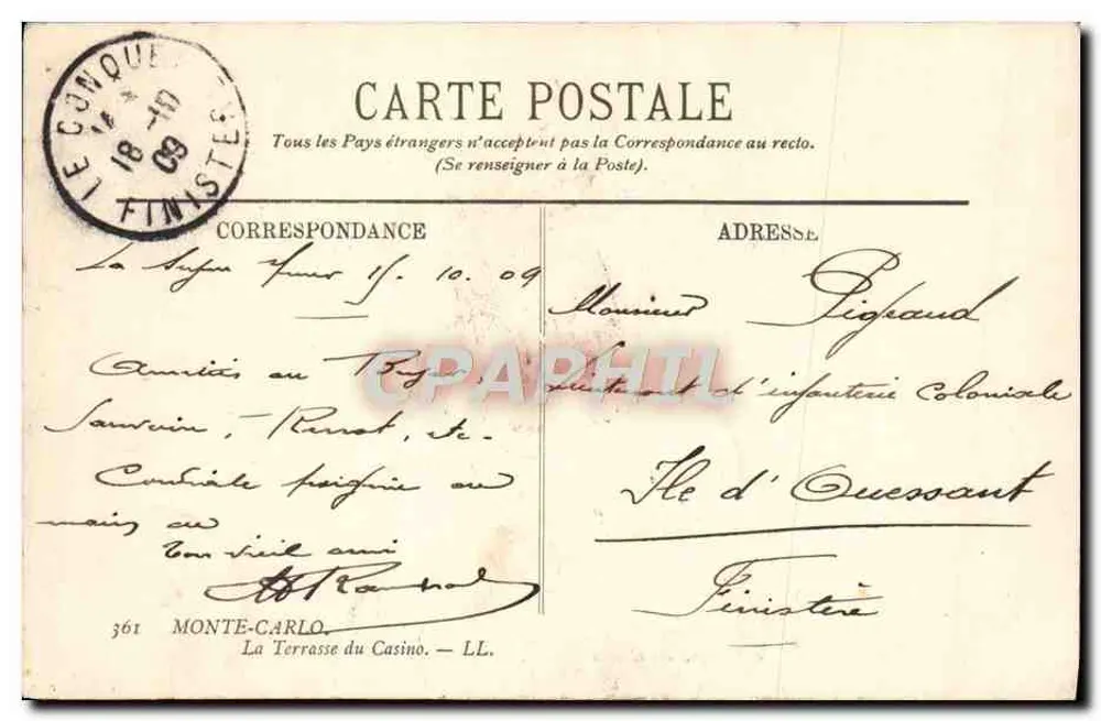 Monte-Carlo — A Terrasse do Casino — editor LL - Verso