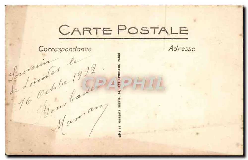 Lourdes — Aparecimento da Virgem — LL. n° 230 - Verso