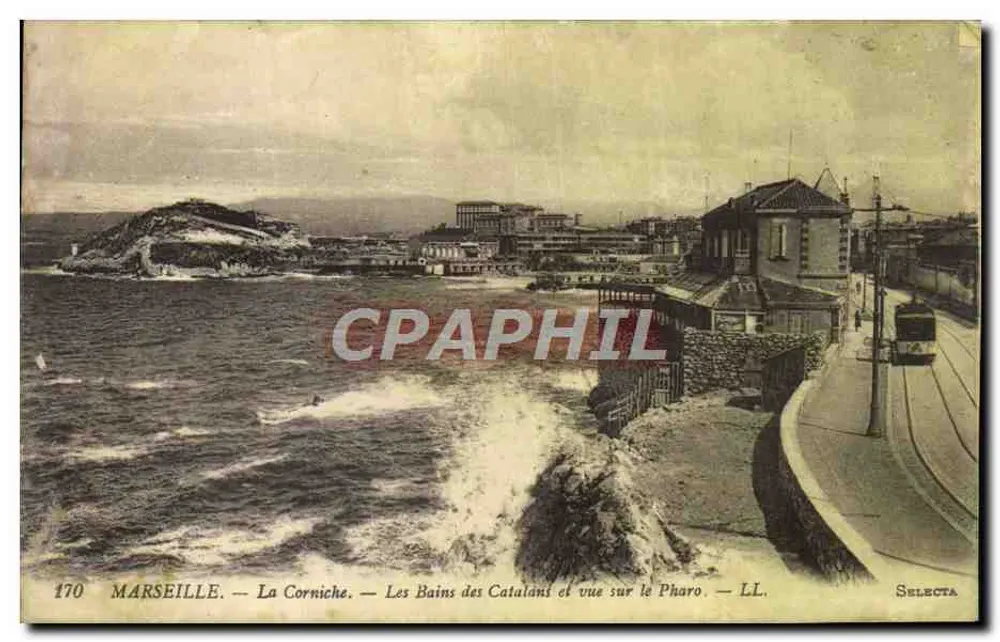Marseille — Die Corniche — Die Bäder der Catalans und Blick auf den Pharo — Selecta, n°170 - Vorderseite