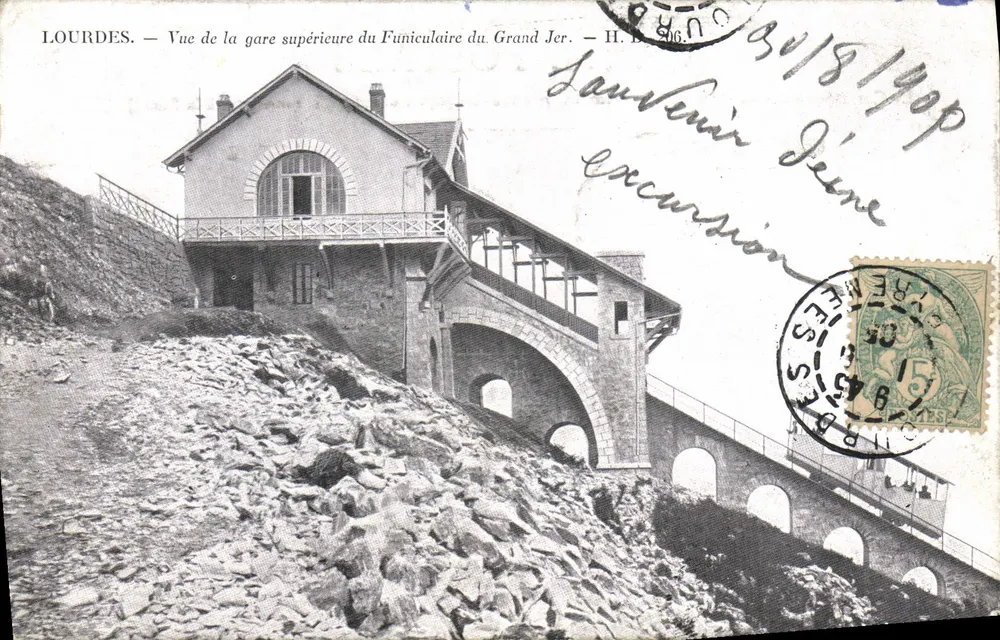 Lourdes — Ansicht der oberen Station des Funiculars Grand Jer — H. B. 206 - Vorderseite