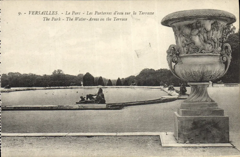 Versailles - Der Park - Die Wasserparterres auf der Terrasse — M. Moreau Verlag, Versailles, Nr. 9 - Vorderseite